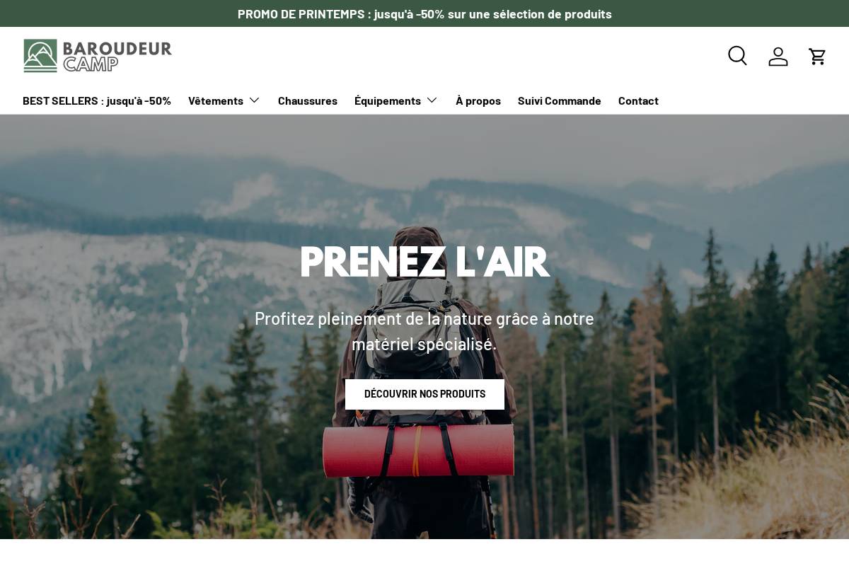 Baroudeurcamp homepage screenshot