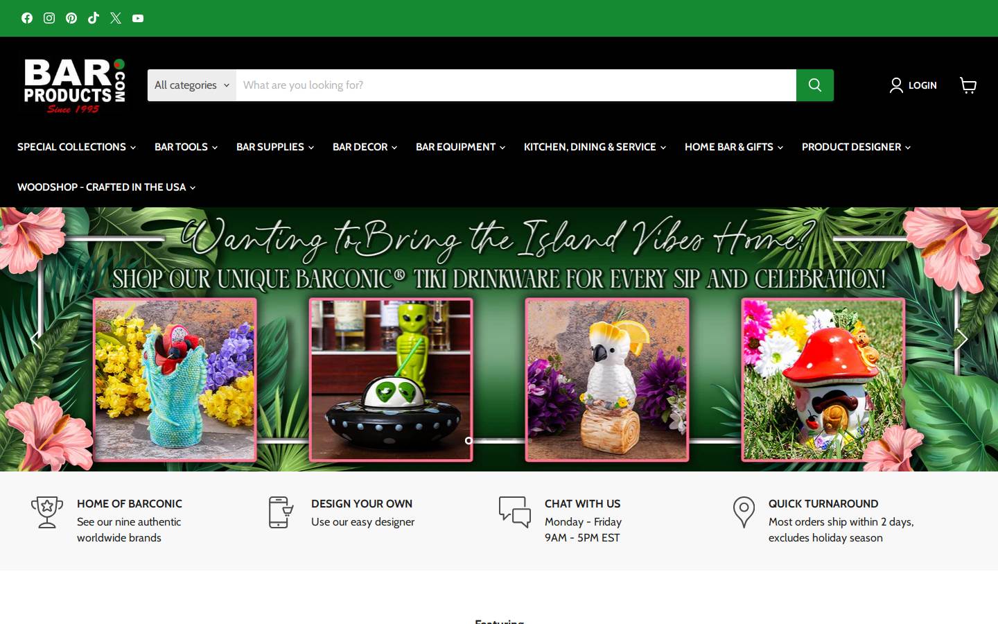 BarProducts.com homepage screenshot