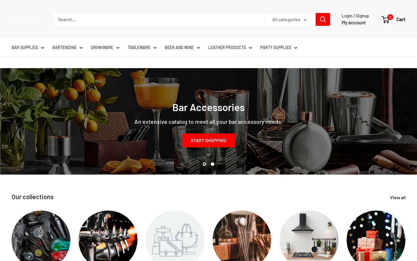 BarProducts.com homepage screenshot