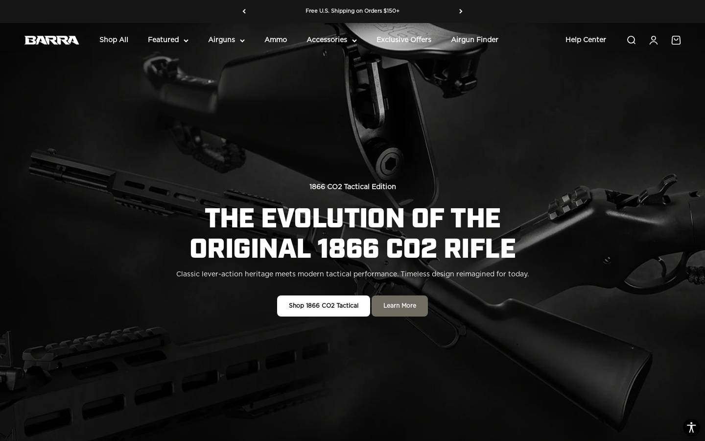 Barra Airguns homepage screenshot