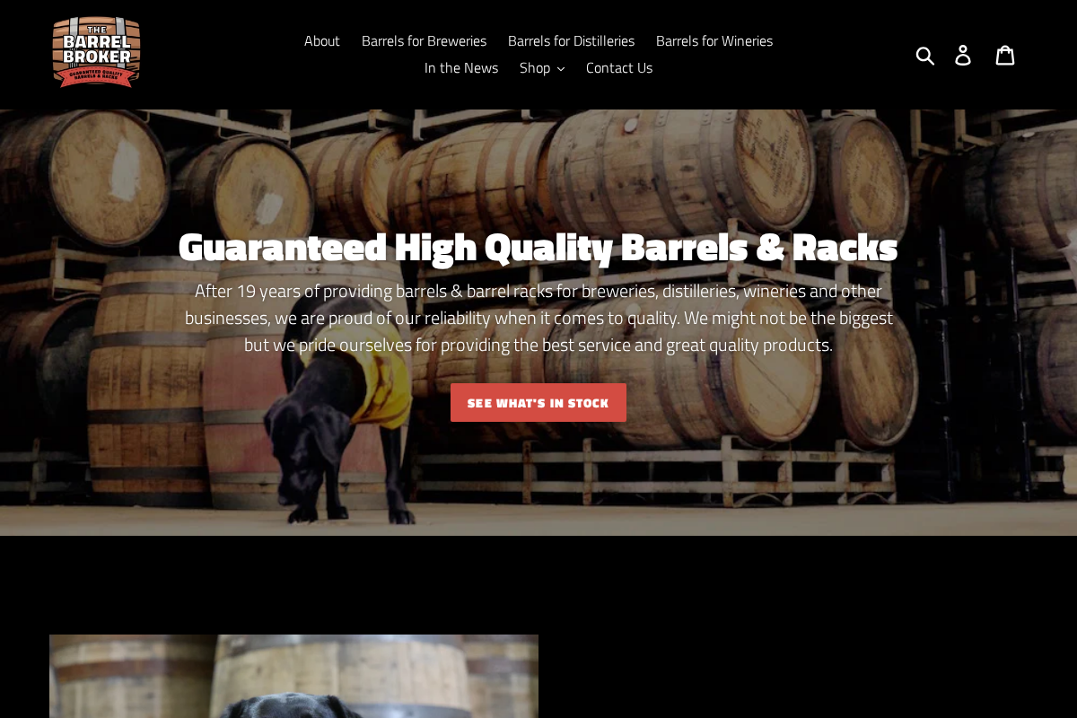 barrelbroker.com homepage screenshot