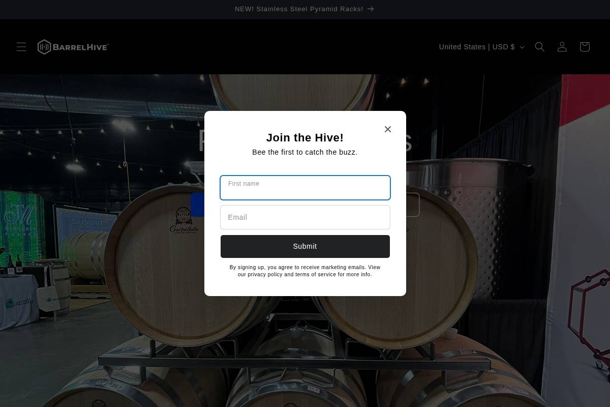 barrelhive.com homepage screenshot