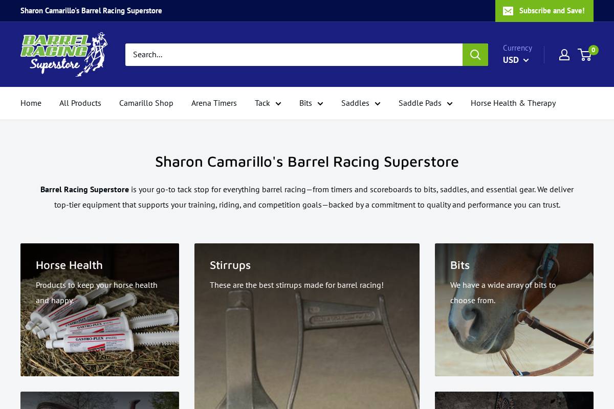 barrelracingsuperstore.com homepage screenshot