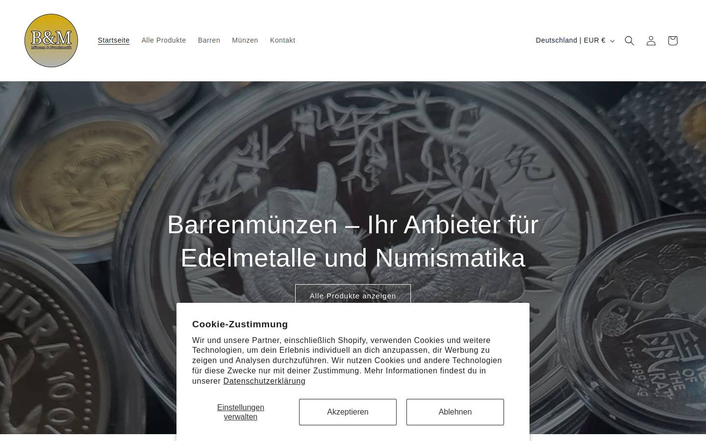 barrenmuenzen.com homepage screenshot