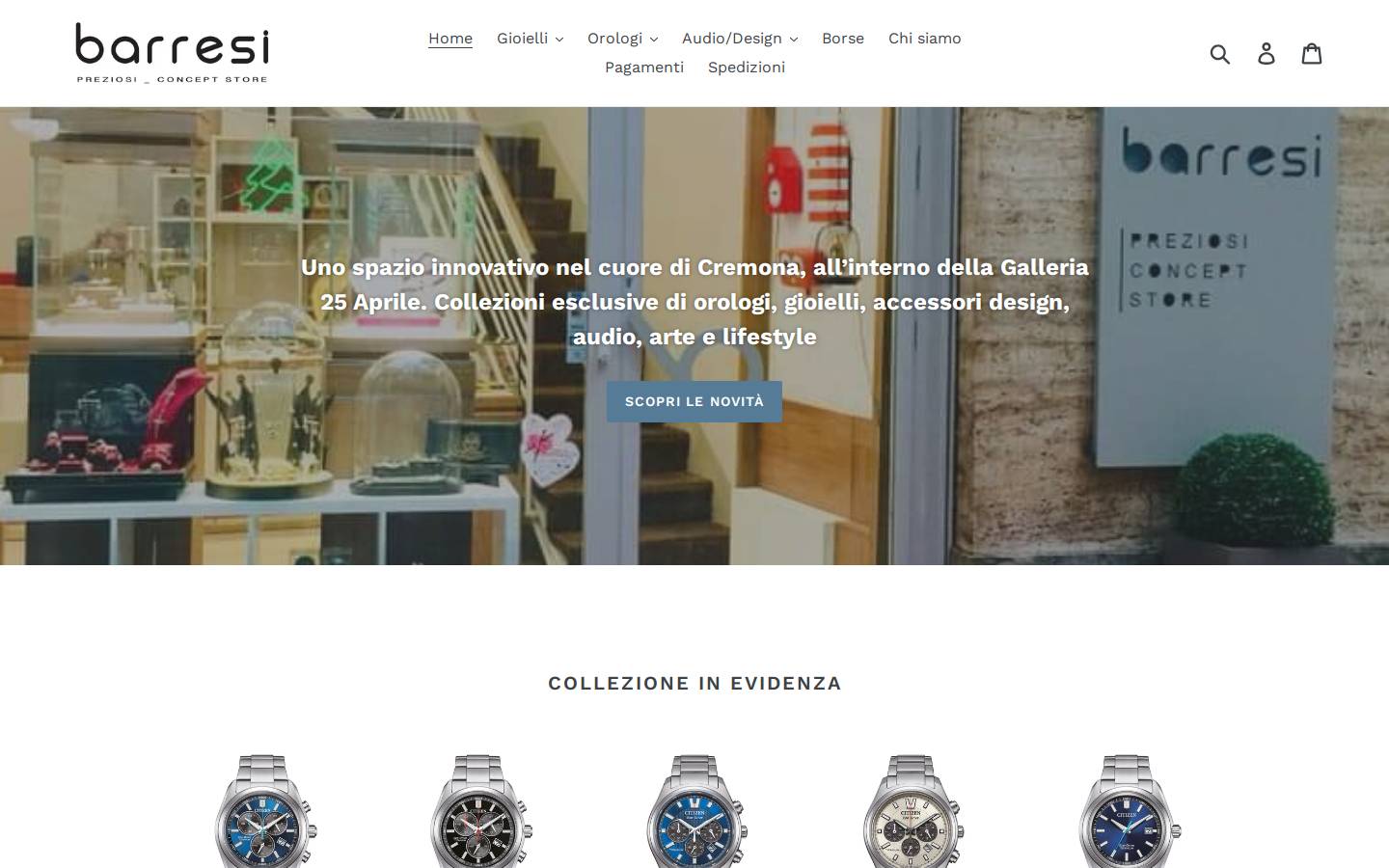 barresipreziosi.com homepage screenshot