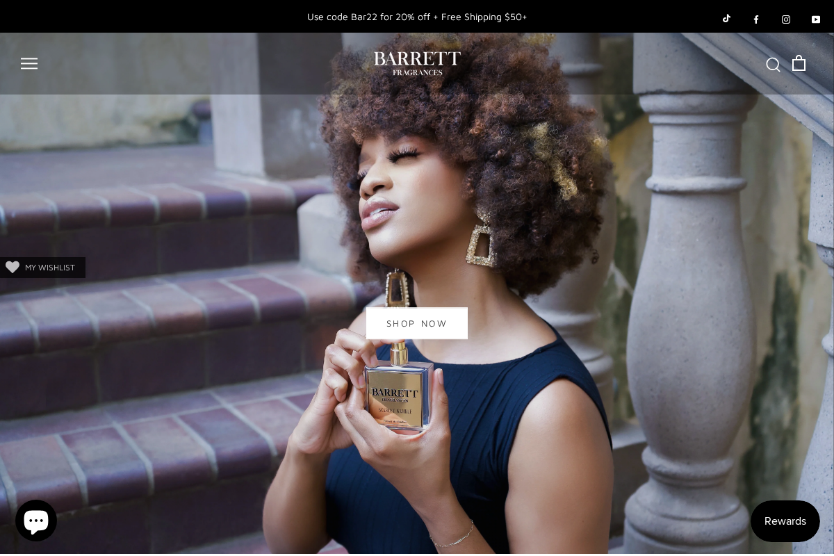 Barrettfragrances homepage screenshot
