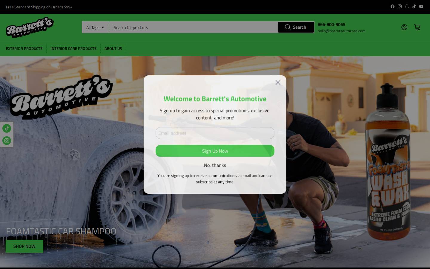 barrettsautocare.com homepage screenshot