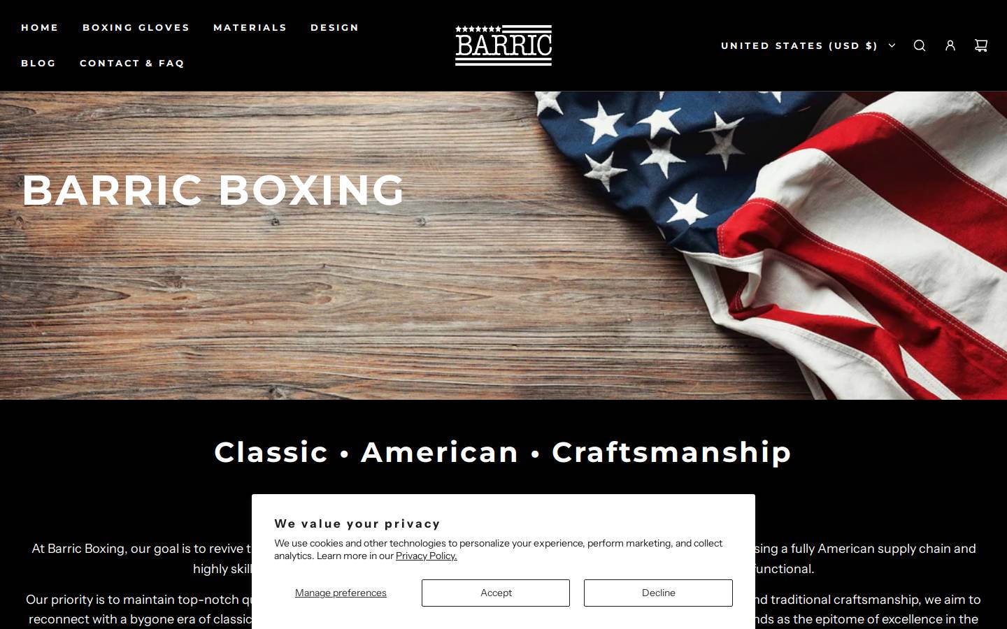 barricboxing.com homepage screenshot