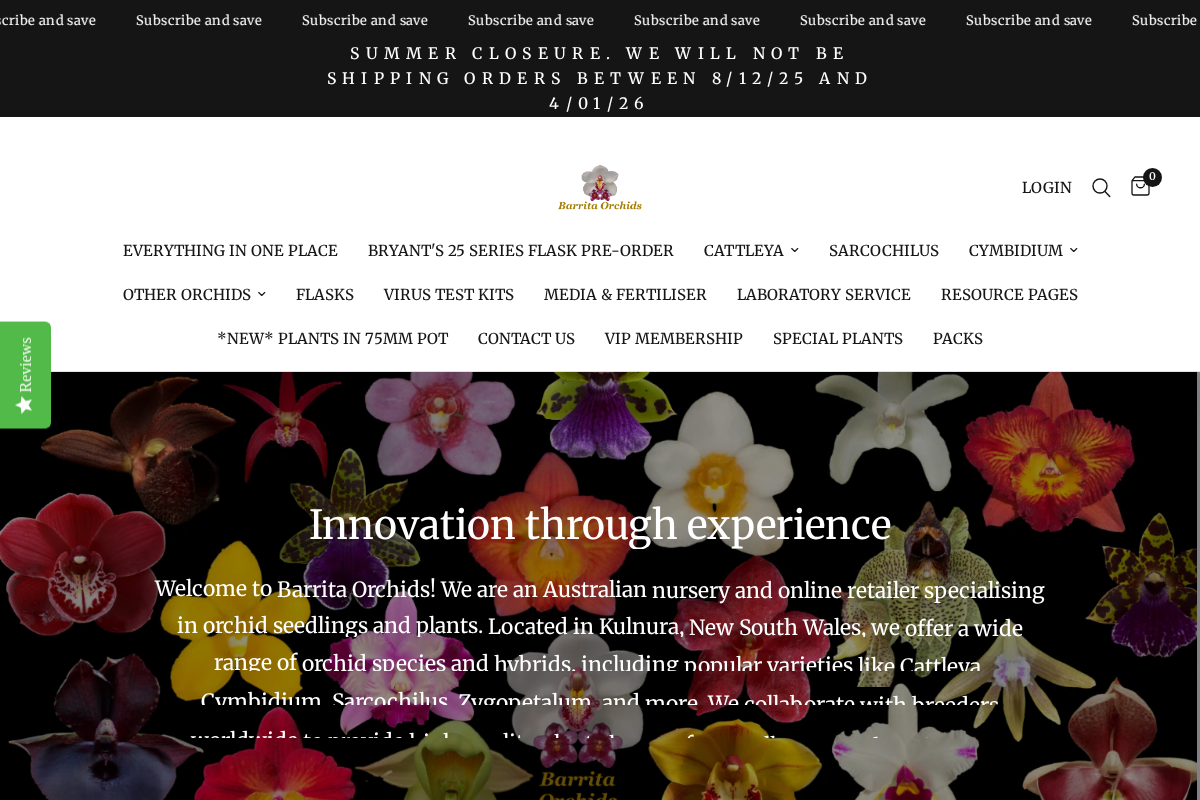 Barrita Orchids homepage screenshot