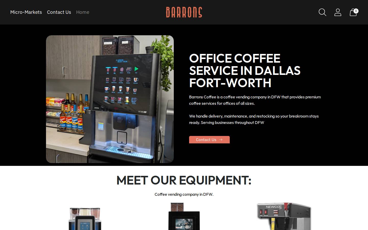 barronscoffee.com homepage screenshot