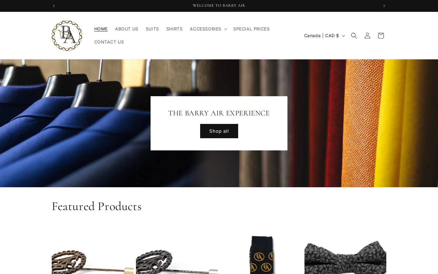 barryair.com homepage screenshot