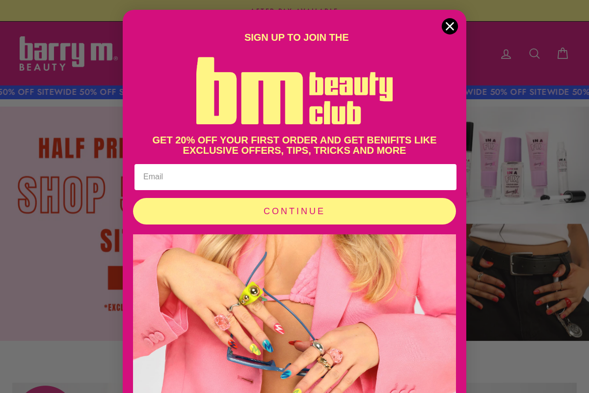 Barry M Cosmetics homepage screenshot