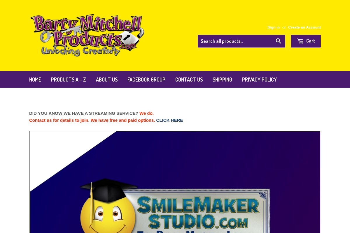 Barry Mitchell Products homepage screenshot