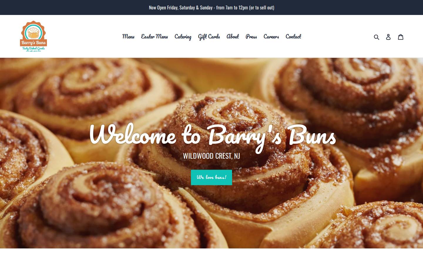 barrysbuns.com homepage screenshot