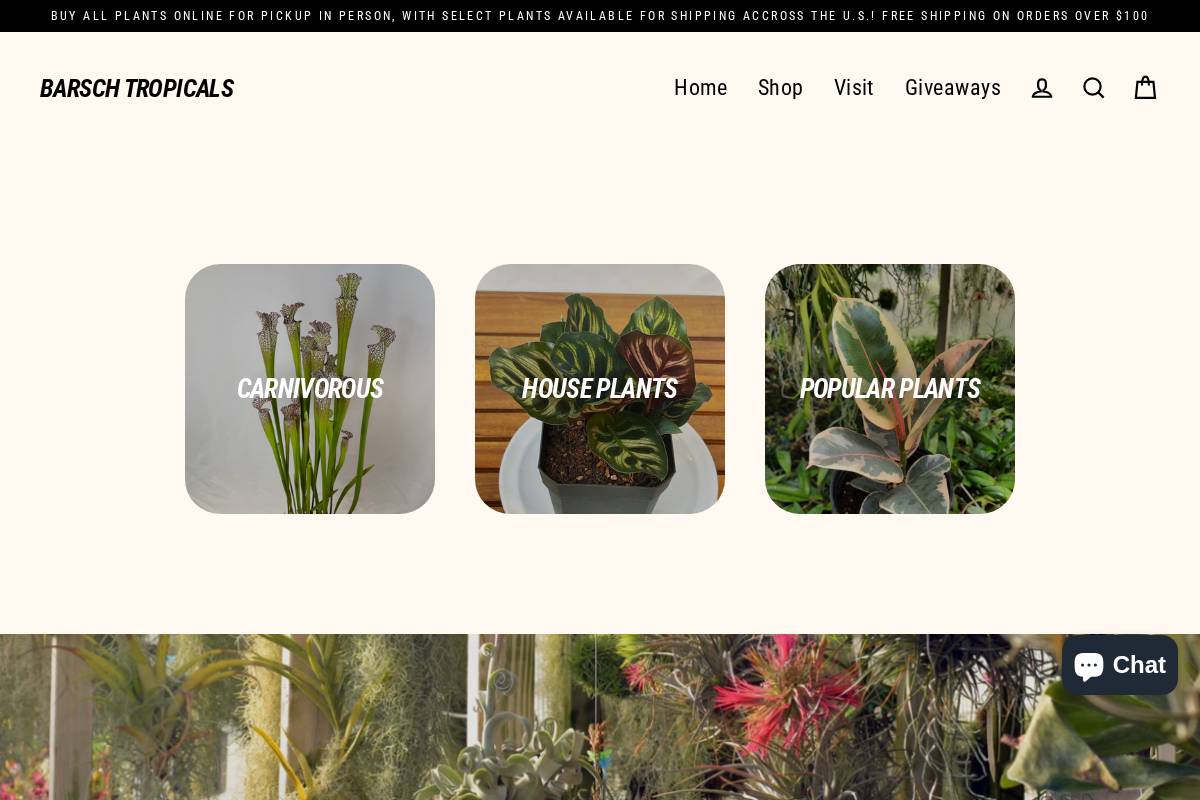 barschtropicals.com homepage screenshot