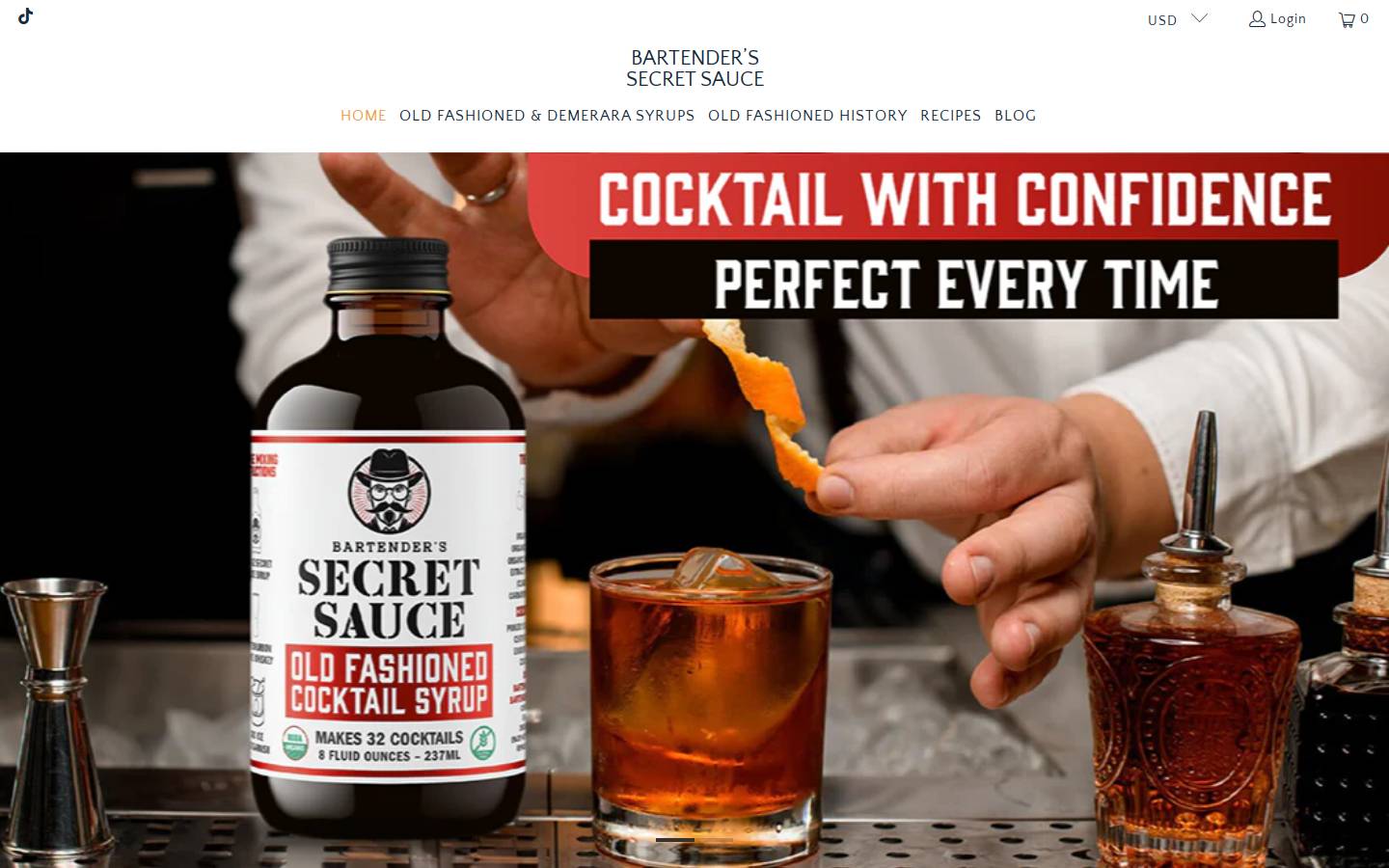 bartenderssecretsauce.com homepage screenshot