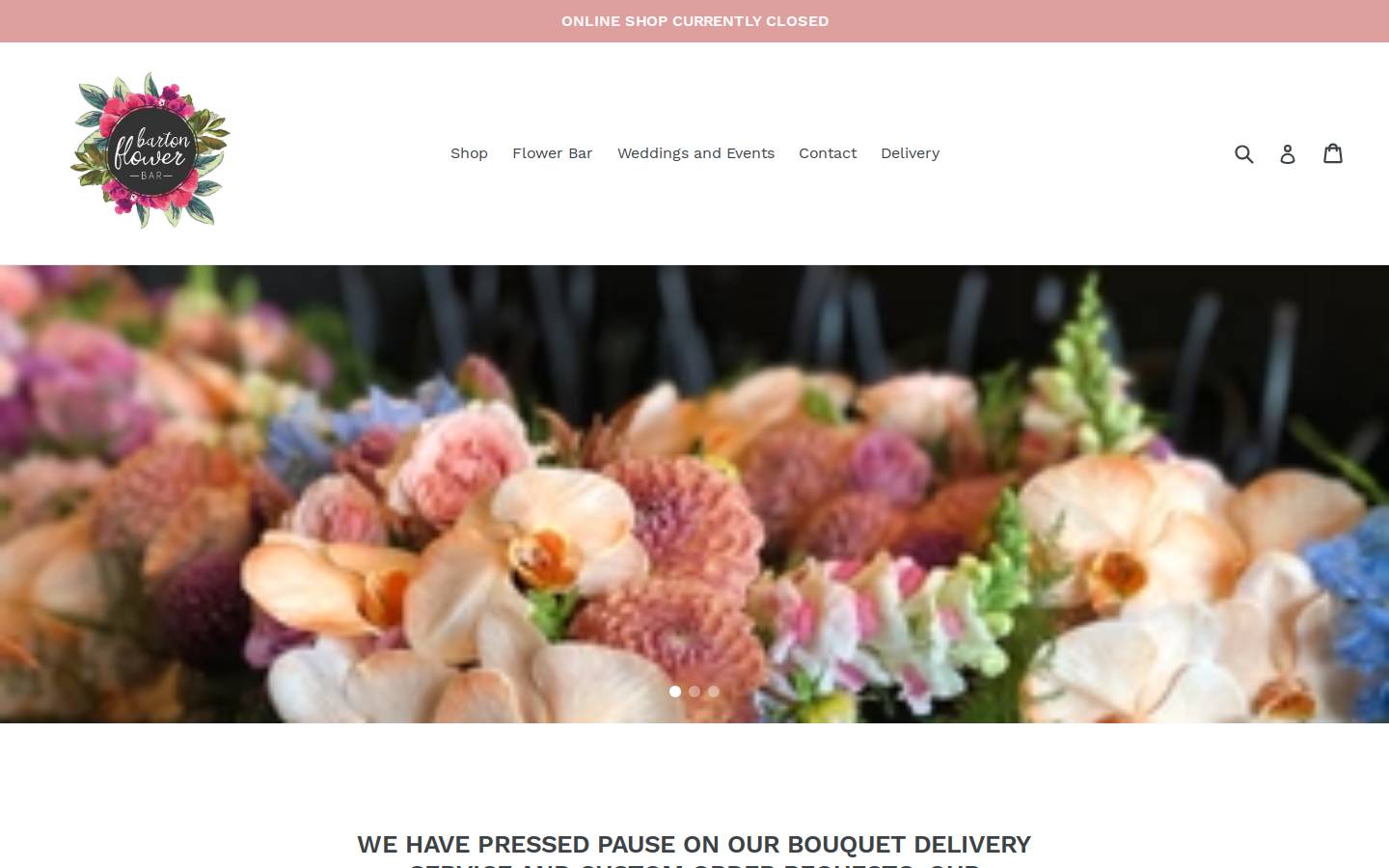 bartonflowerbar.com.au homepage screenshot