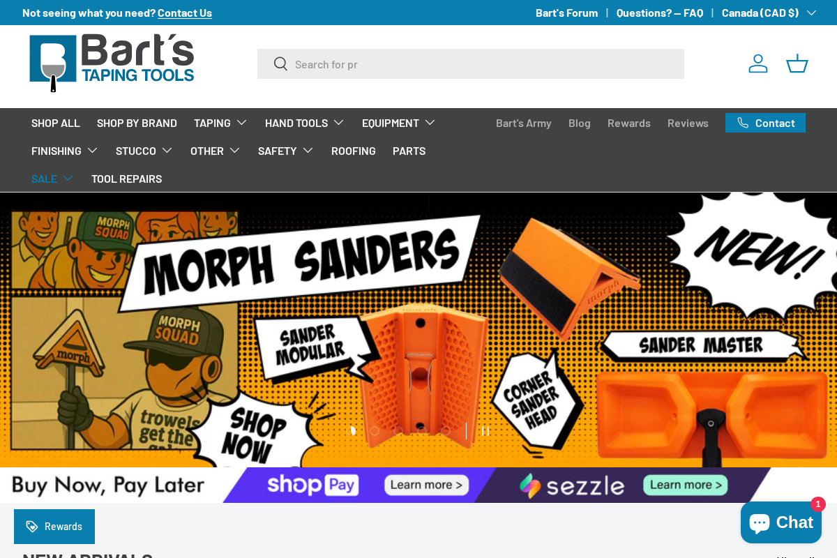 Bart's Taping Tools homepage screenshot