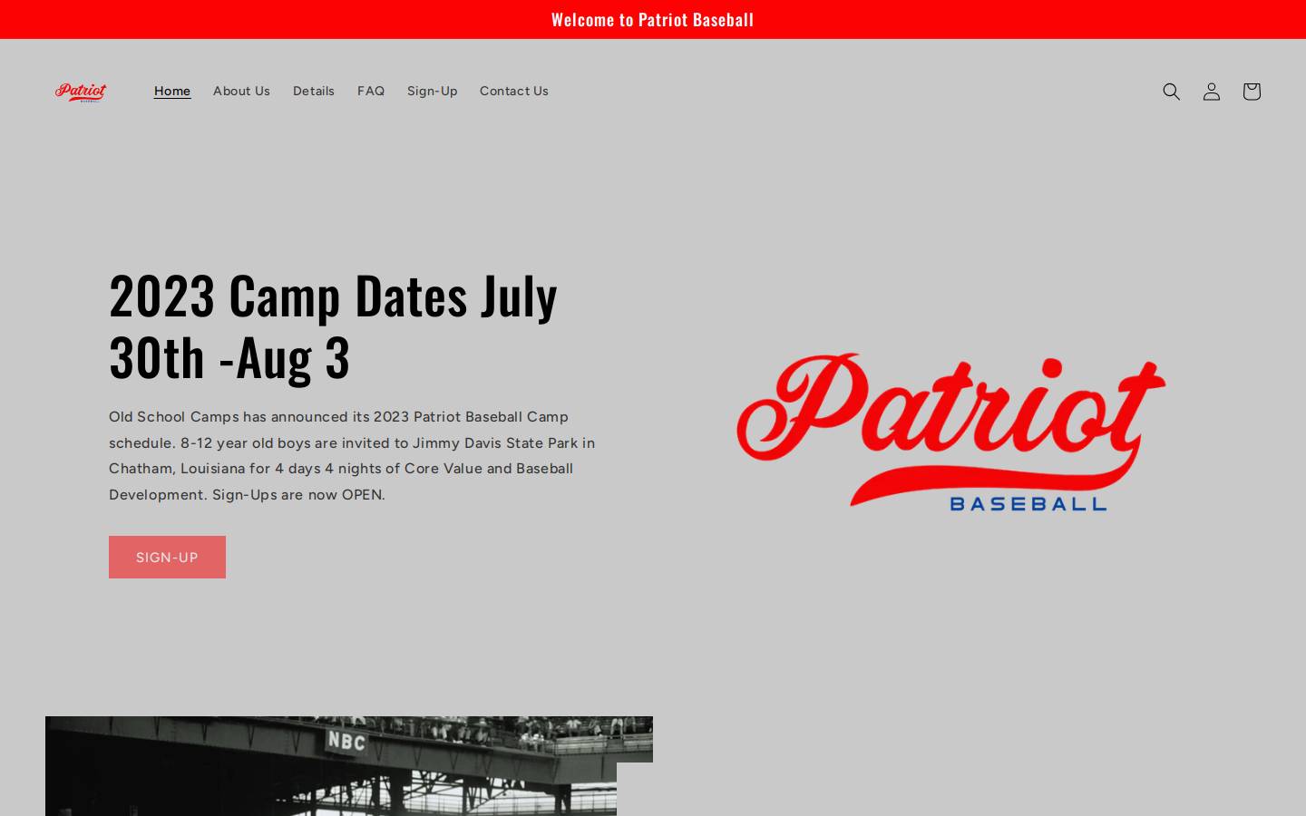 baseball.camp homepage screenshot