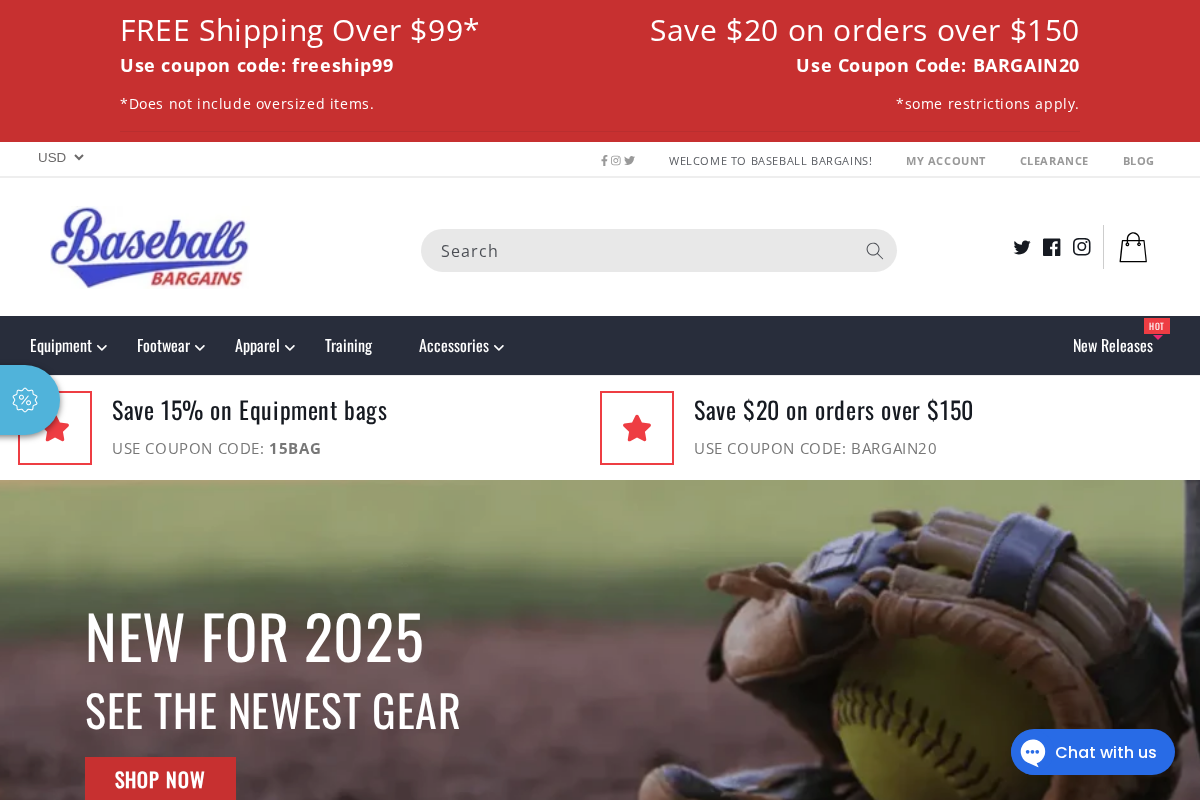 Baseball Bargains homepage screenshot