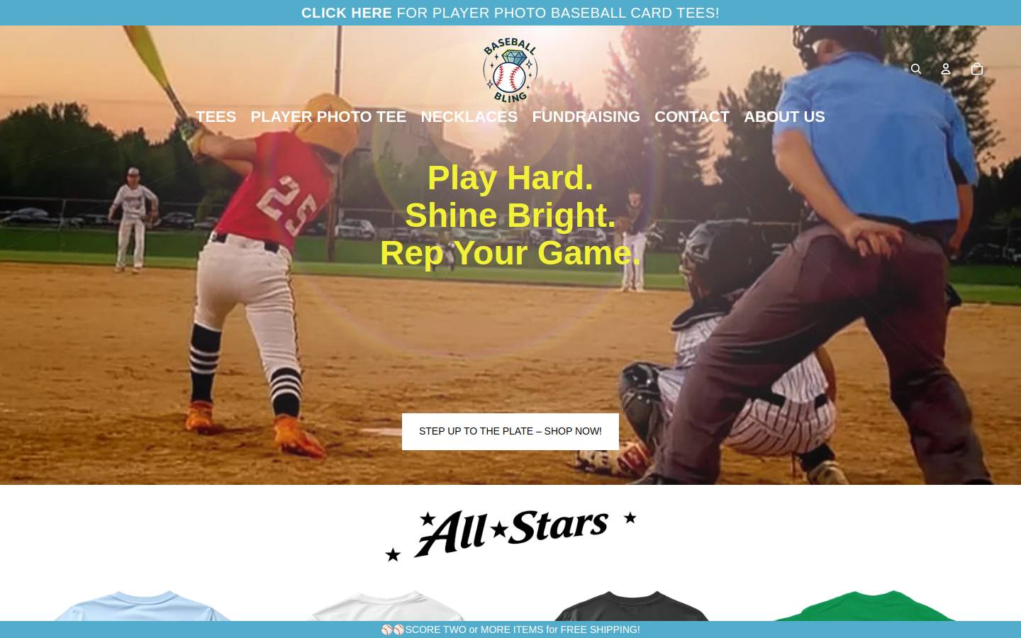 baseballbling.com homepage screenshot