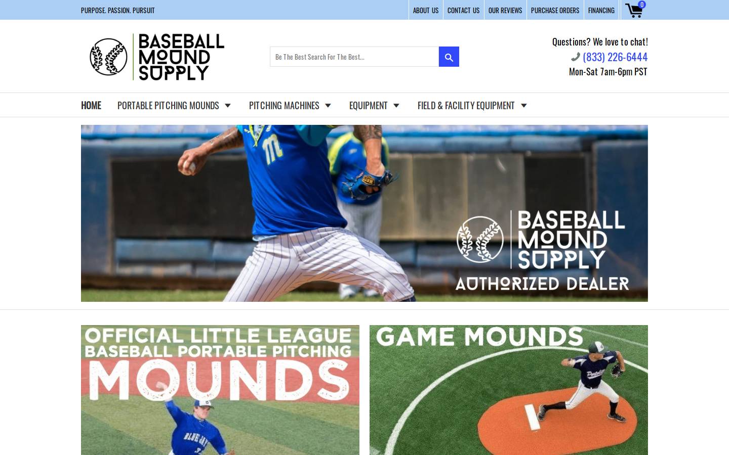 baseballmoundsupply.com homepage screenshot