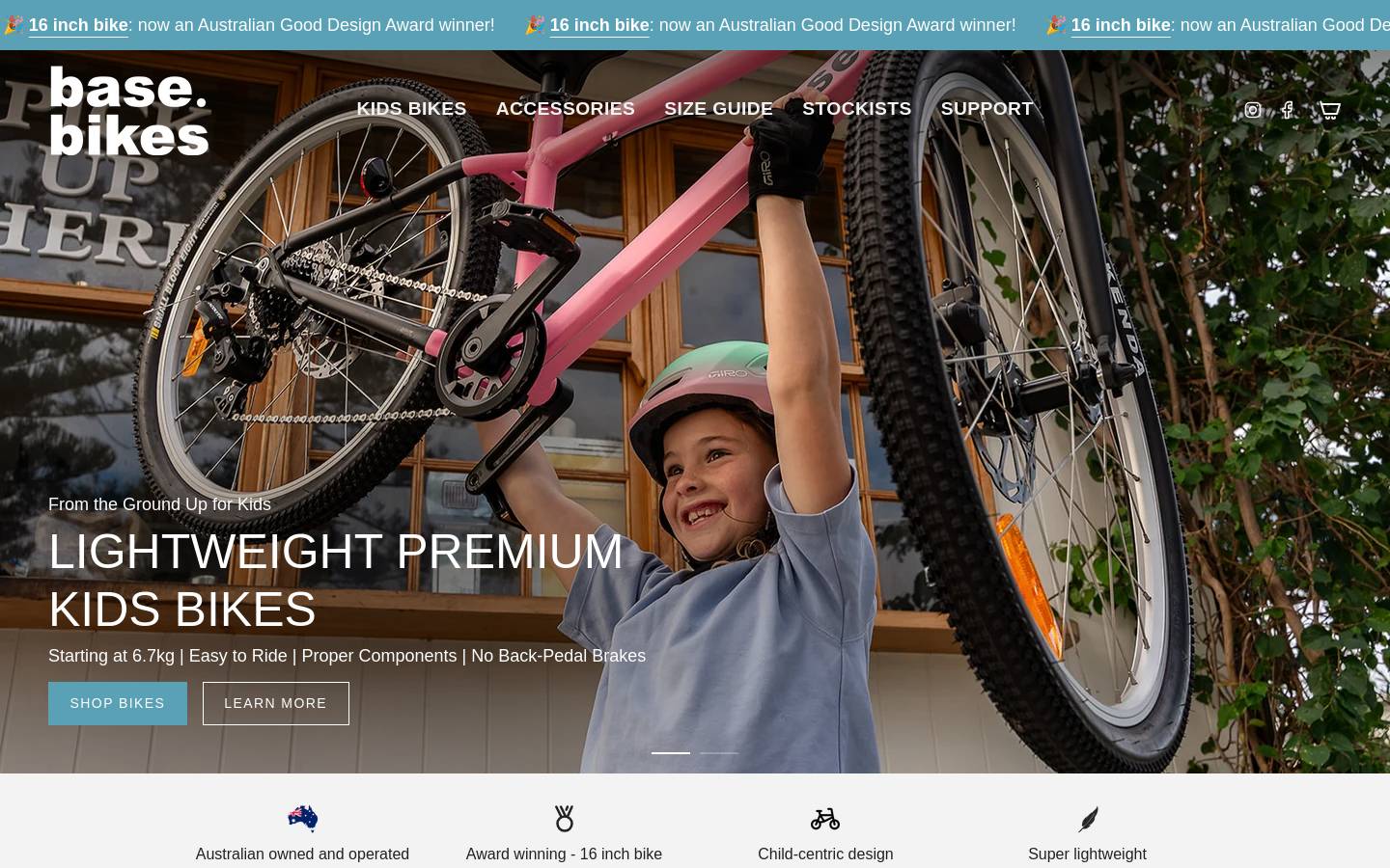 basebikes.com.au homepage screenshot