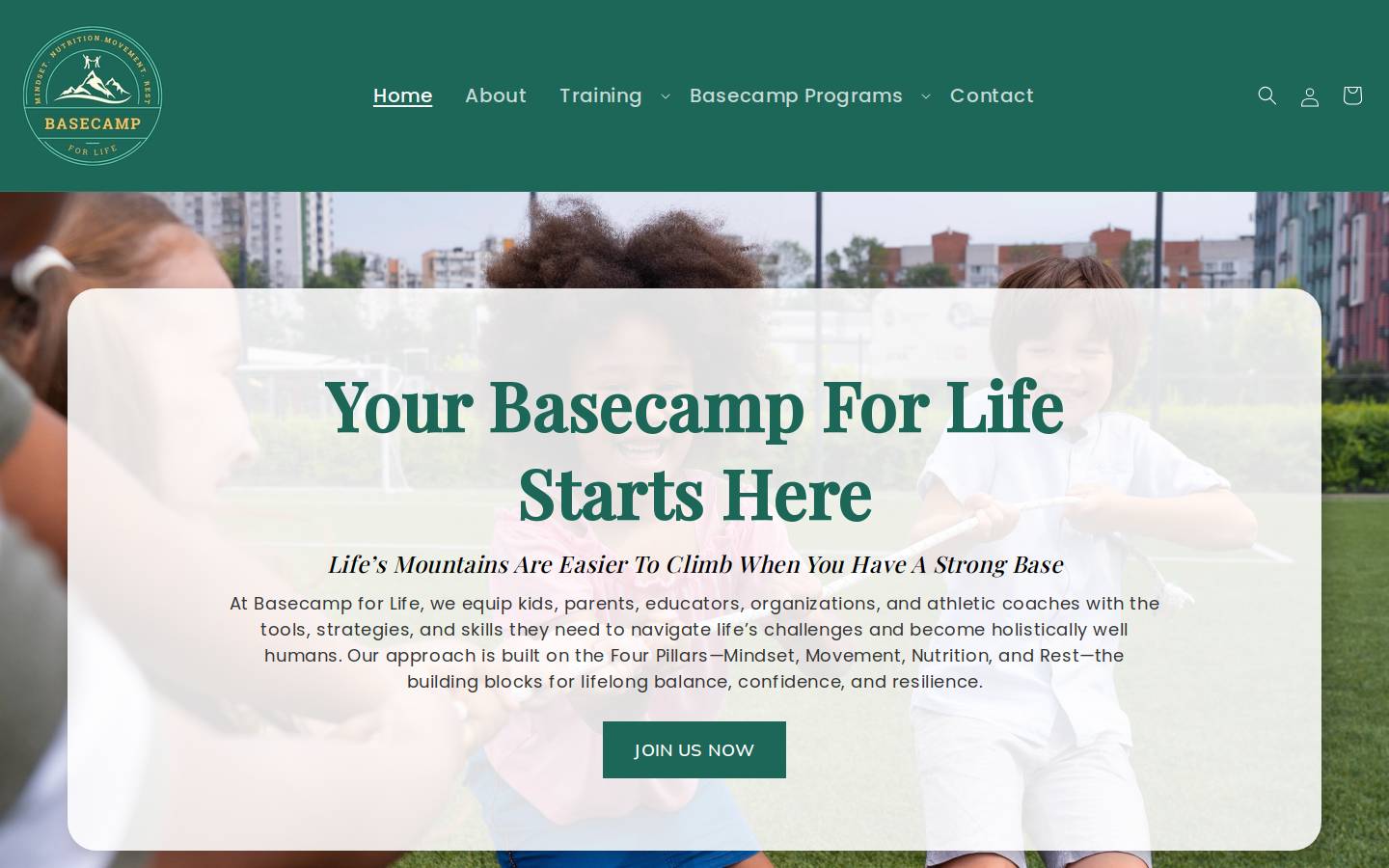 basecampforlife.com homepage screenshot