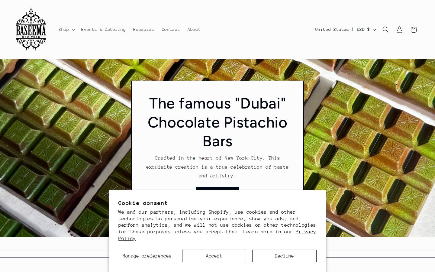 baseemachocolate.com homepage screenshot