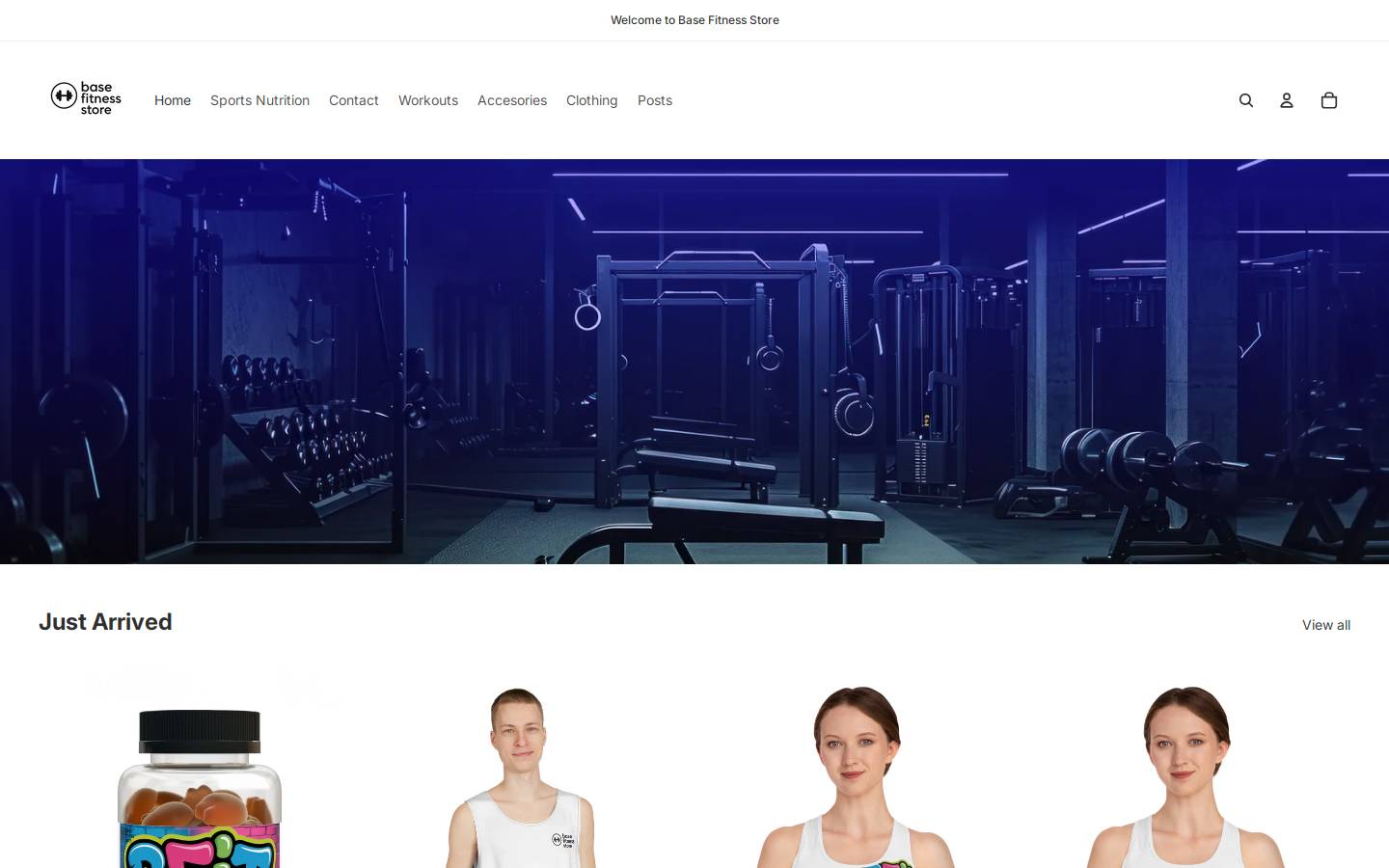 basefitnessstore.com homepage screenshot