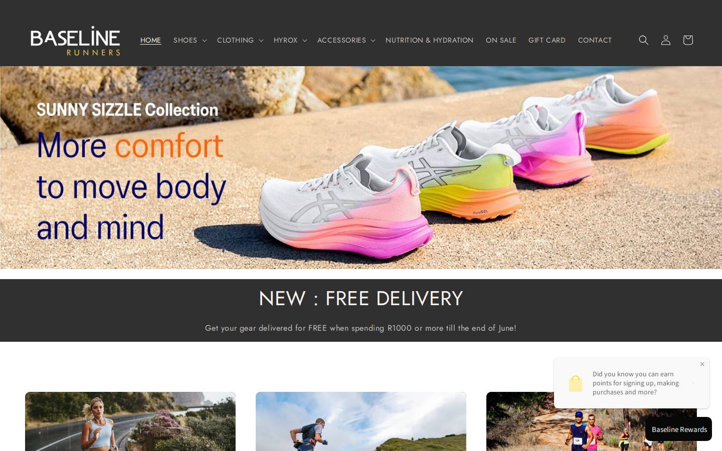 baselinerunners.co.za homepage screenshot