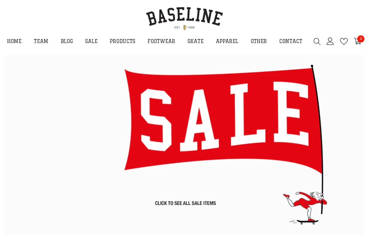 baselineskateshop.com homepage screenshot