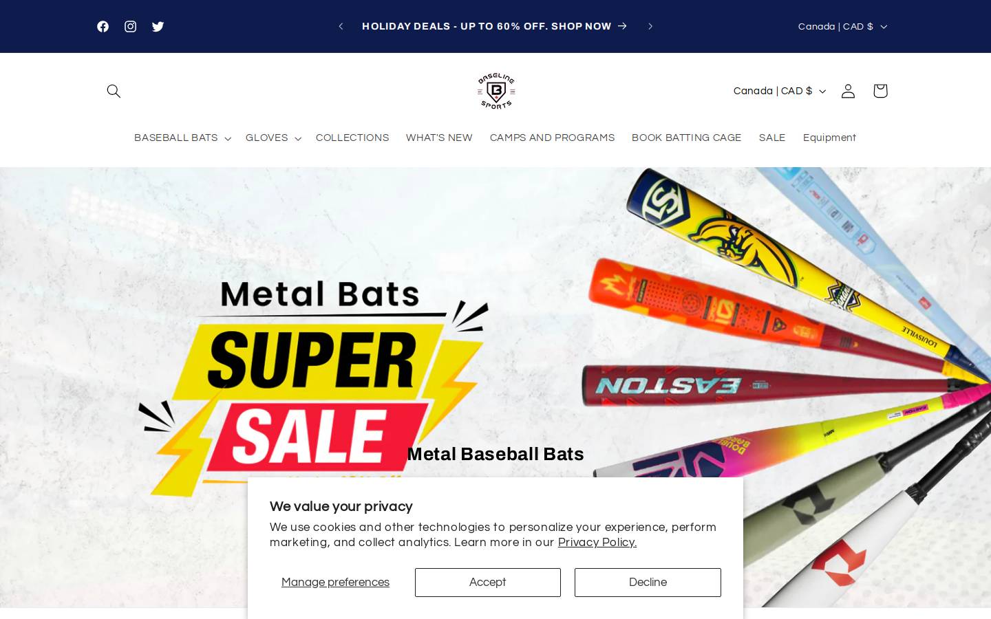 baselinesports.ca homepage screenshot