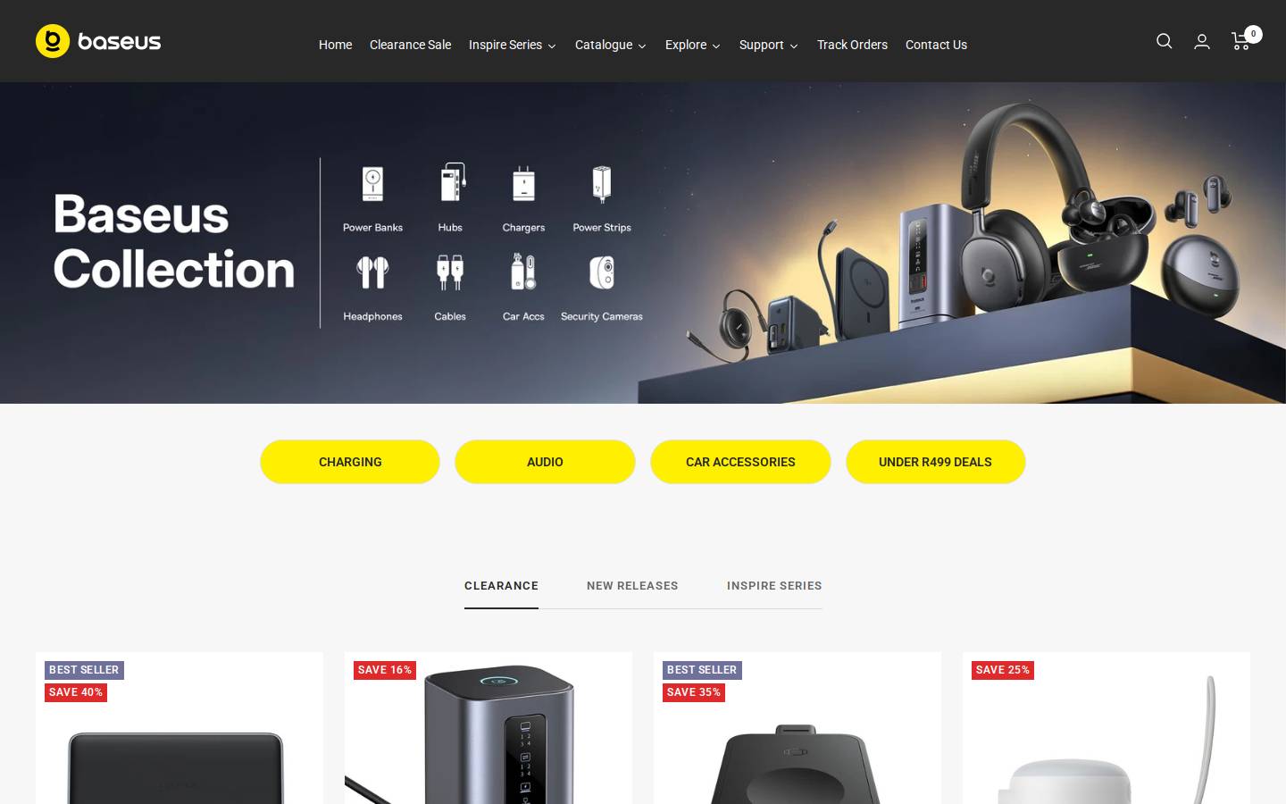 baseus.co.za homepage screenshot