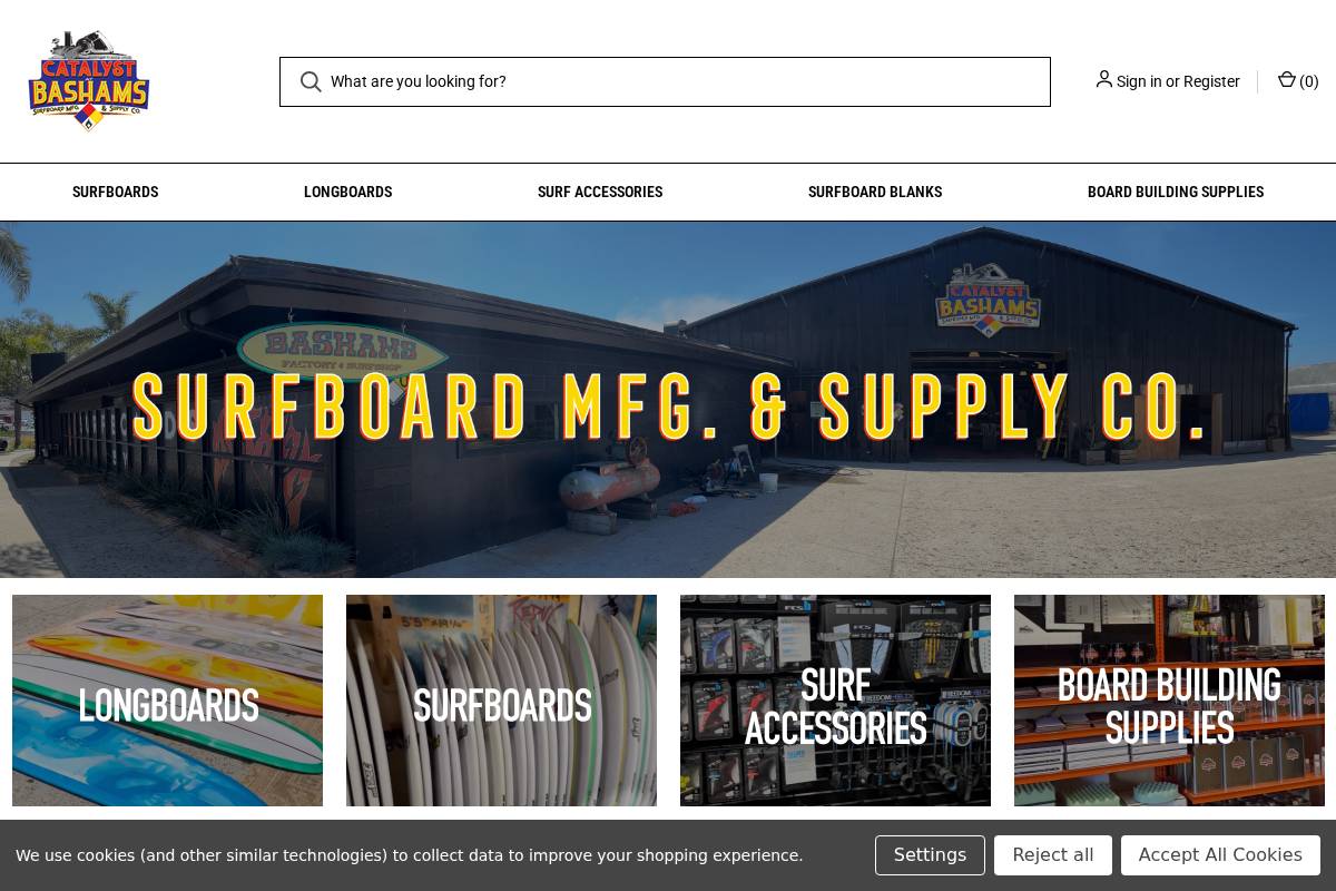 bashamfactorysurfshop.com homepage screenshot