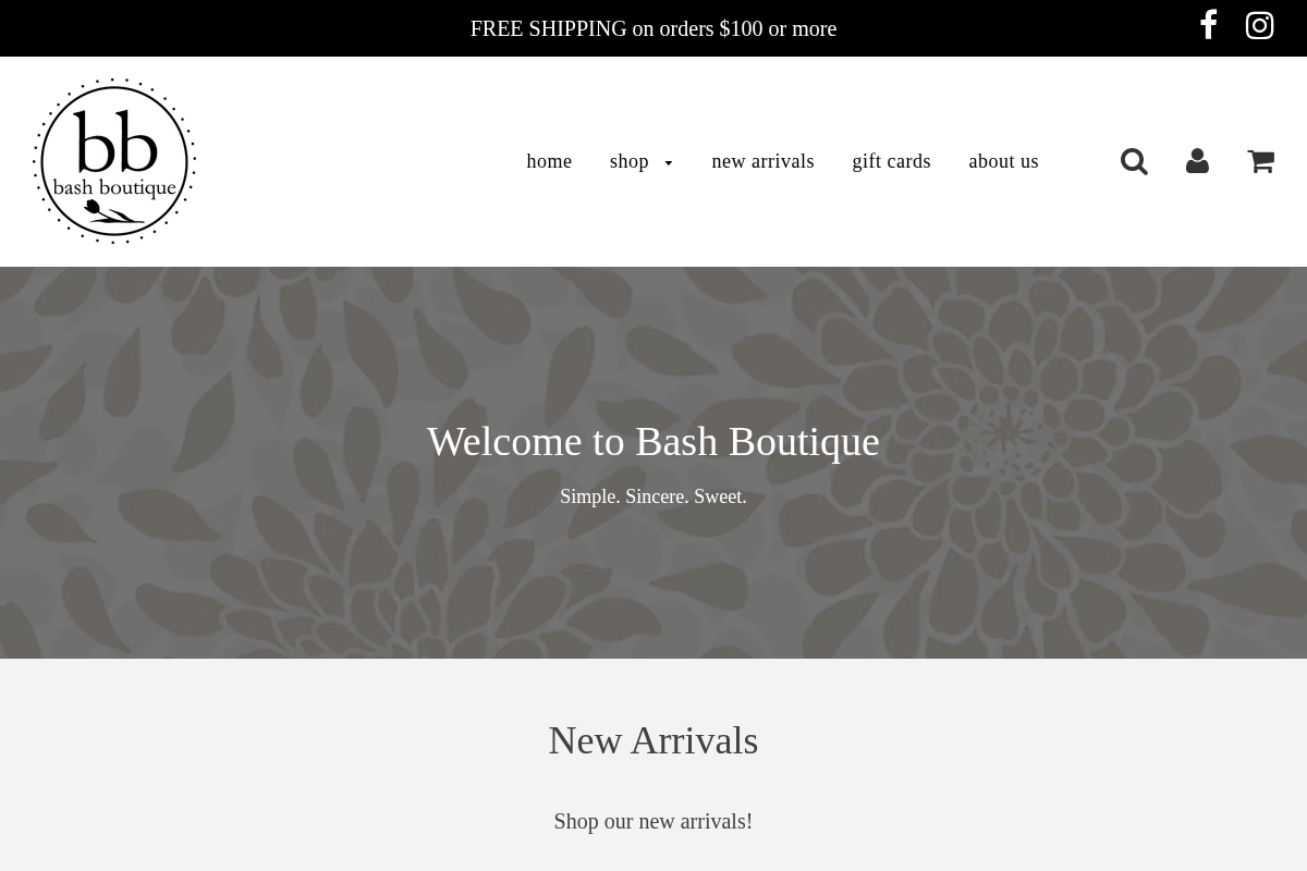 Bash Boutique Indiana homepage screenshot