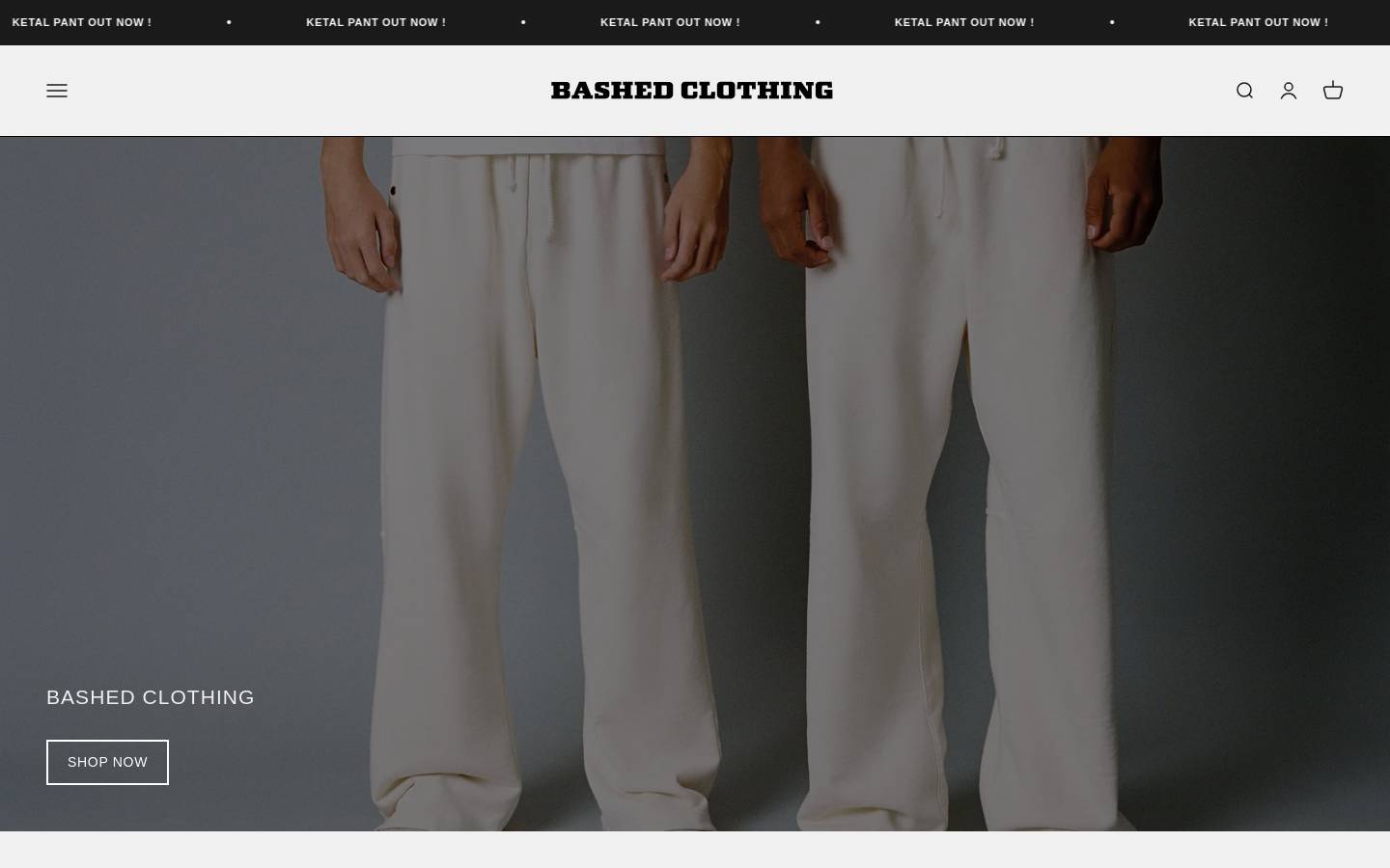 bashedclothing.com homepage screenshot