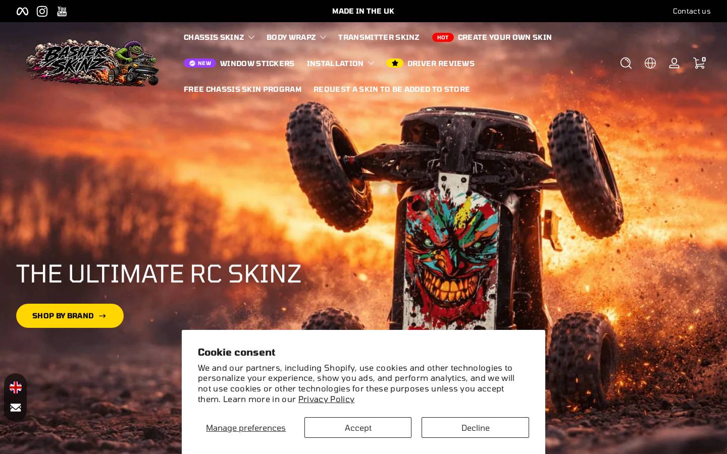 Basher Skinz homepage screenshot