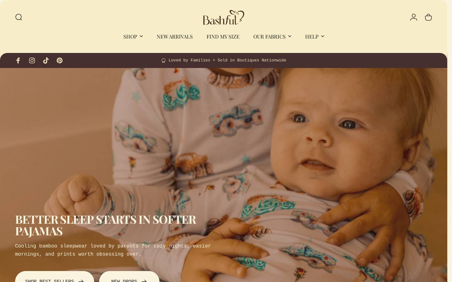 bashful-baby.com homepage screenshot