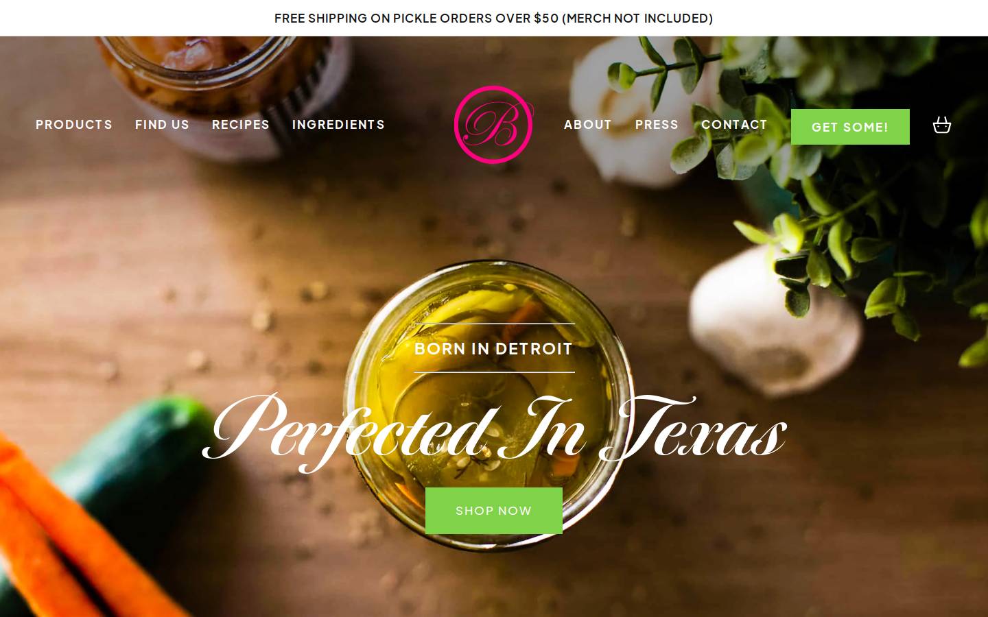 basiaspickles.com homepage screenshot