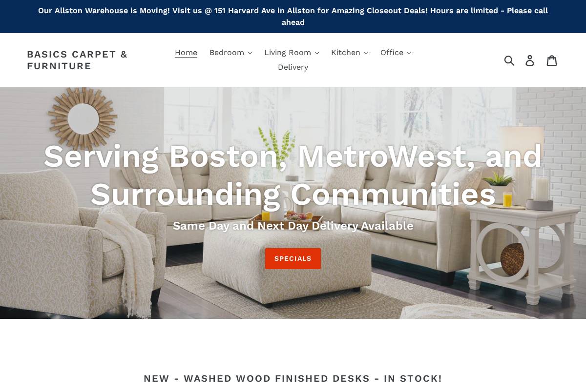 basicsboston.com homepage screenshot