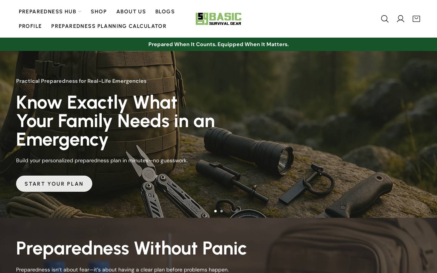 basicsurvivalgear.com homepage screenshot