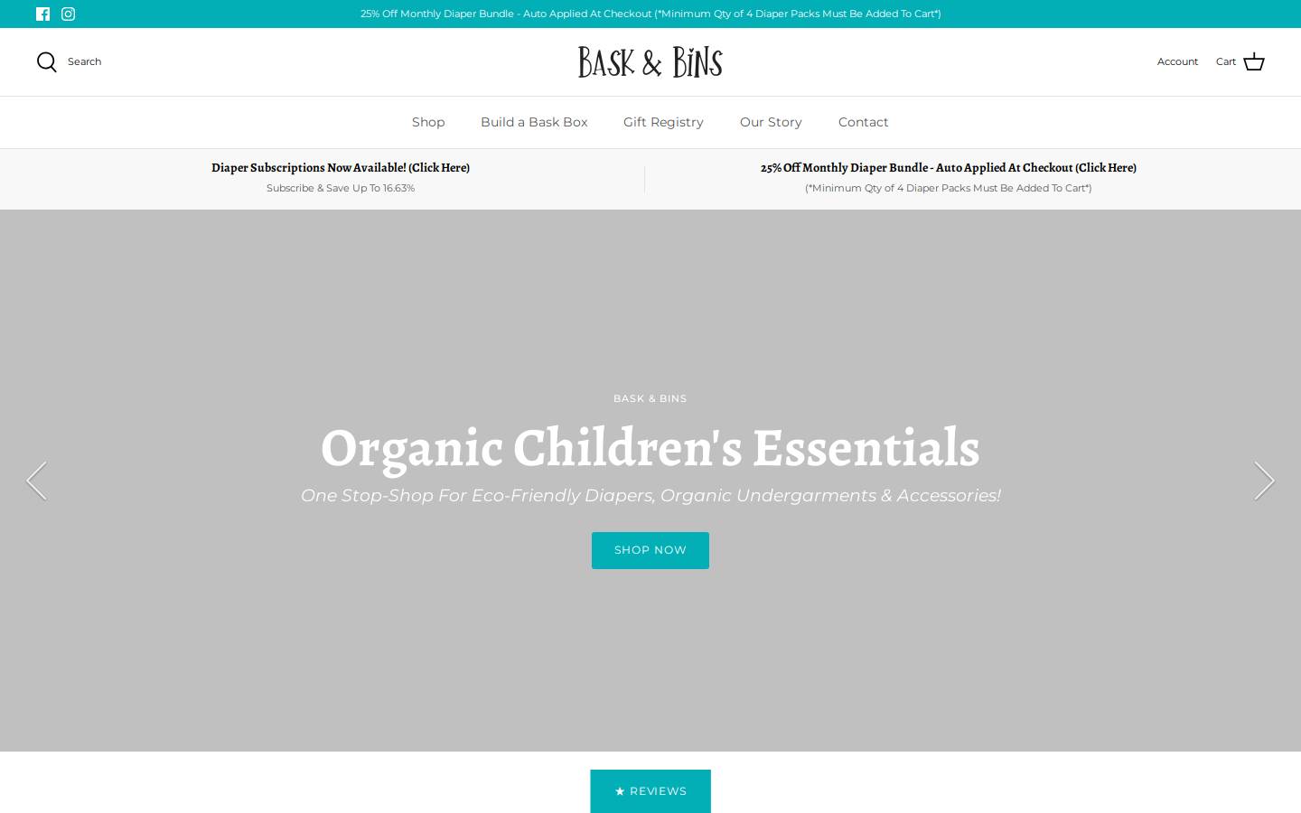baskandbins.com homepage screenshot