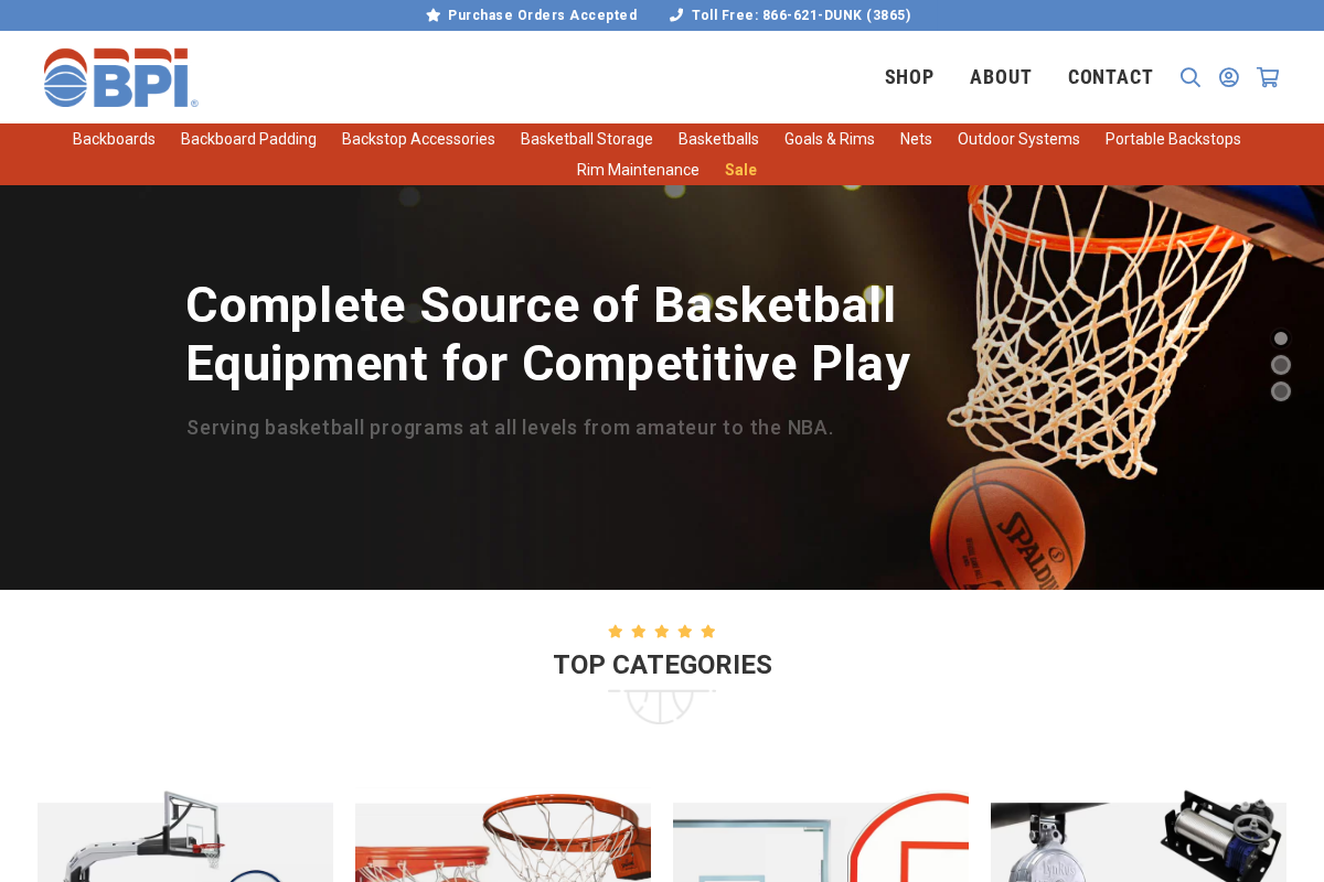 Basketball Products International homepage screenshot
