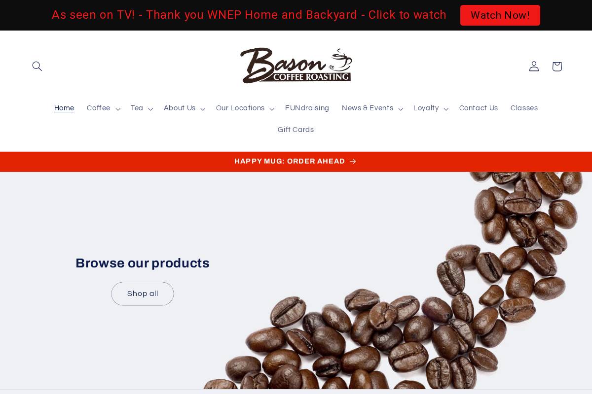 basoncoffee.com homepage screenshot