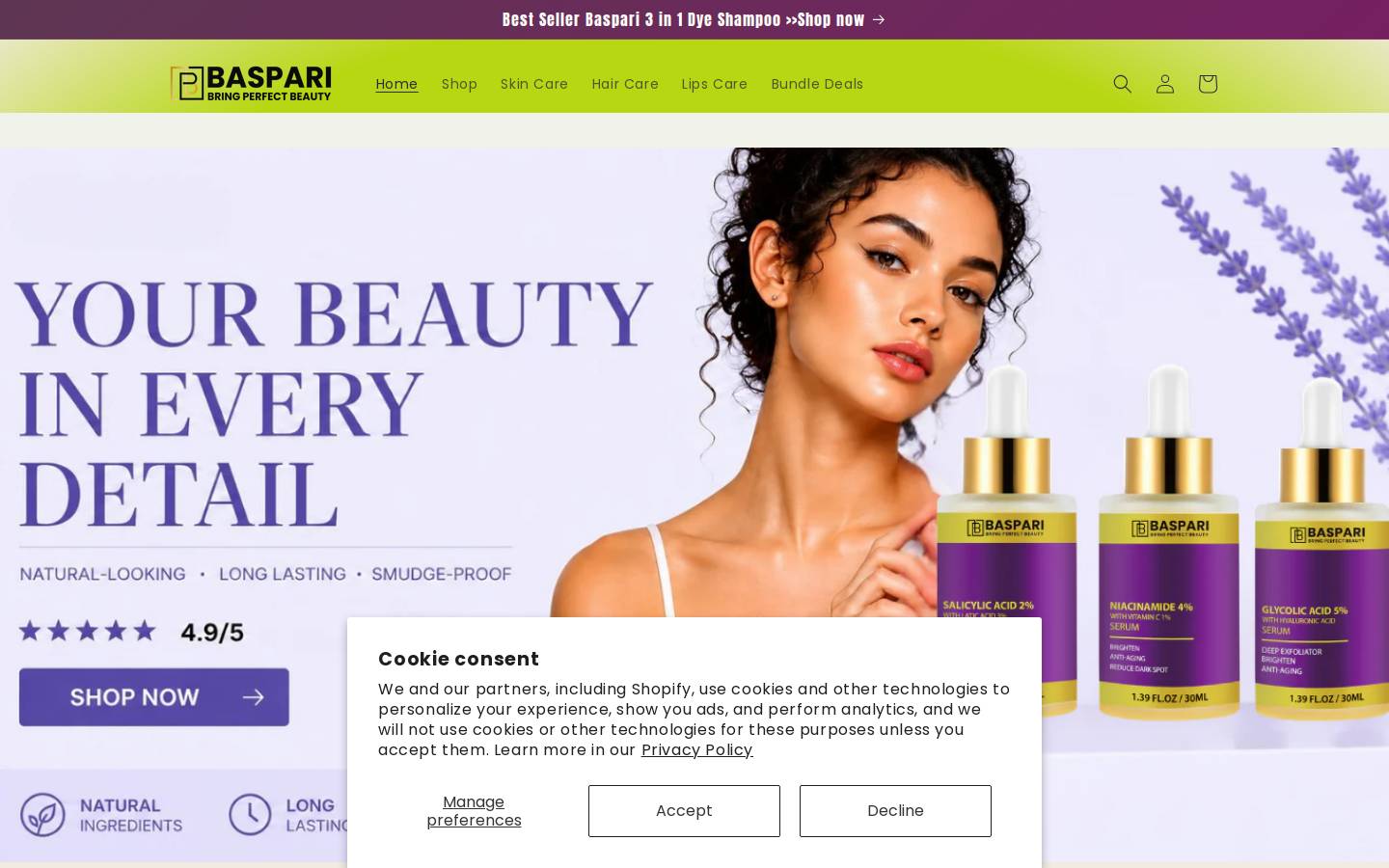 Baspari homepage screenshot