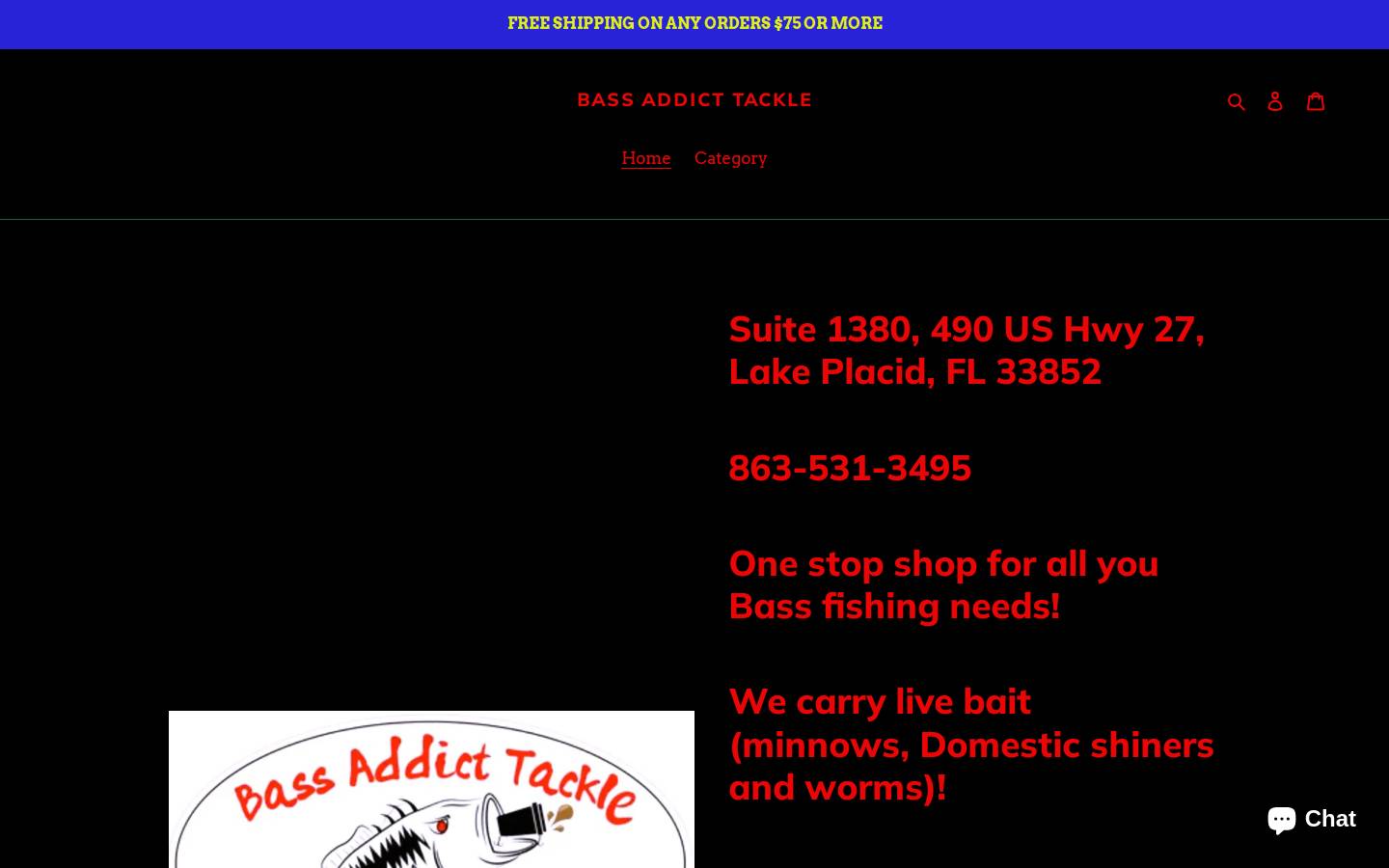 bassaddicttackle.com homepage screenshot