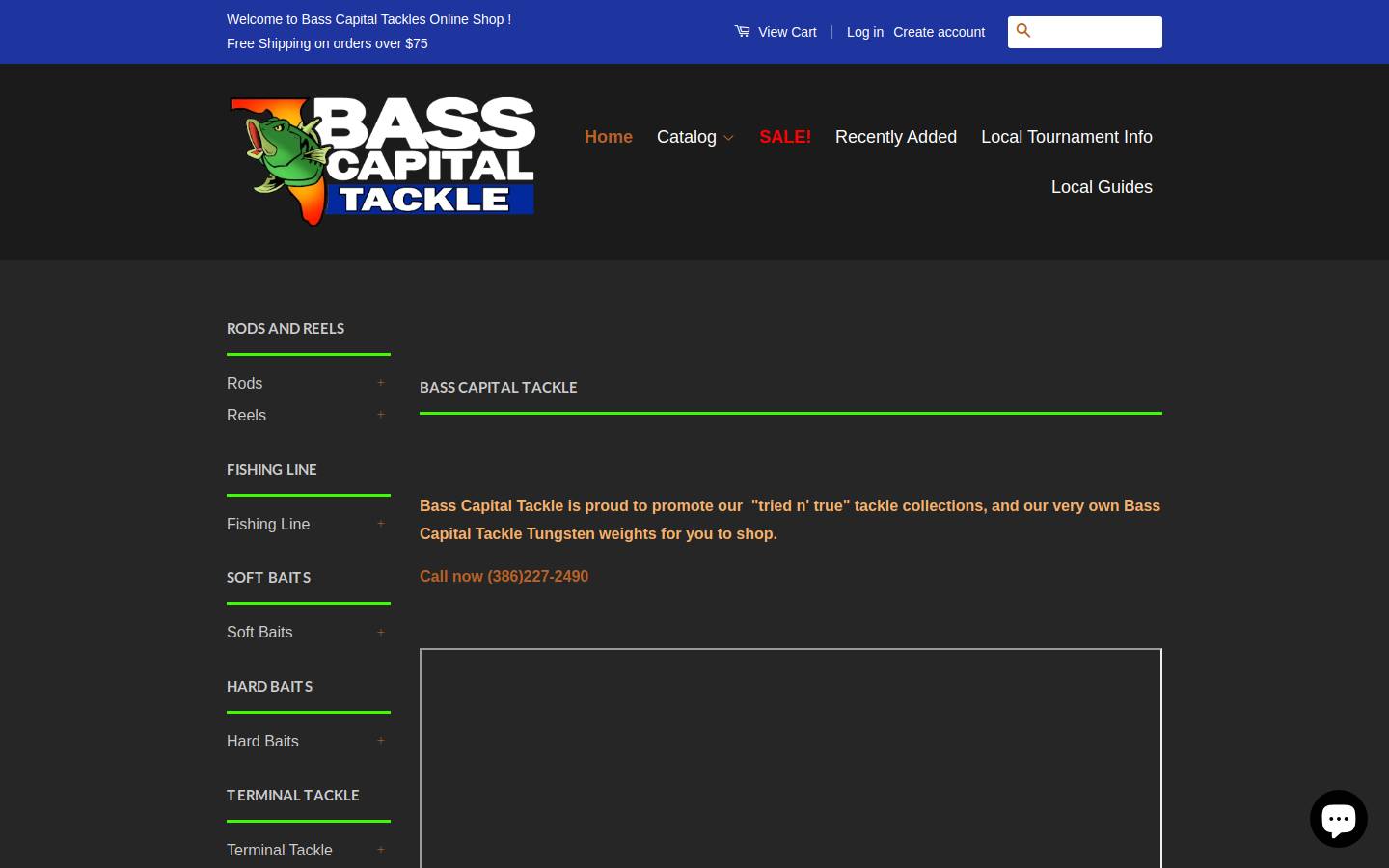 basscapitaltackle.com homepage screenshot