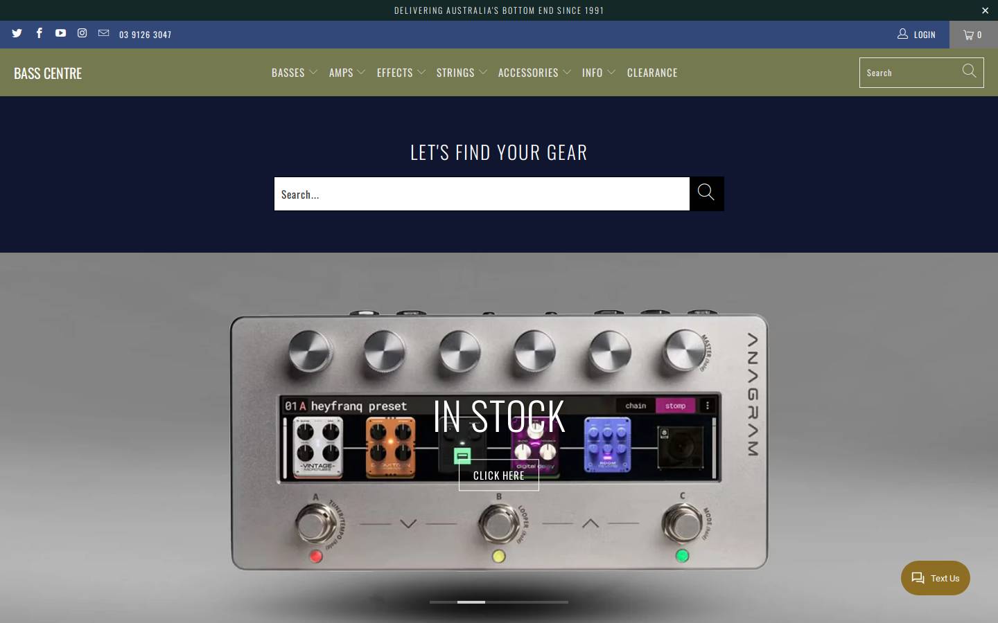 Bass Centre homepage screenshot