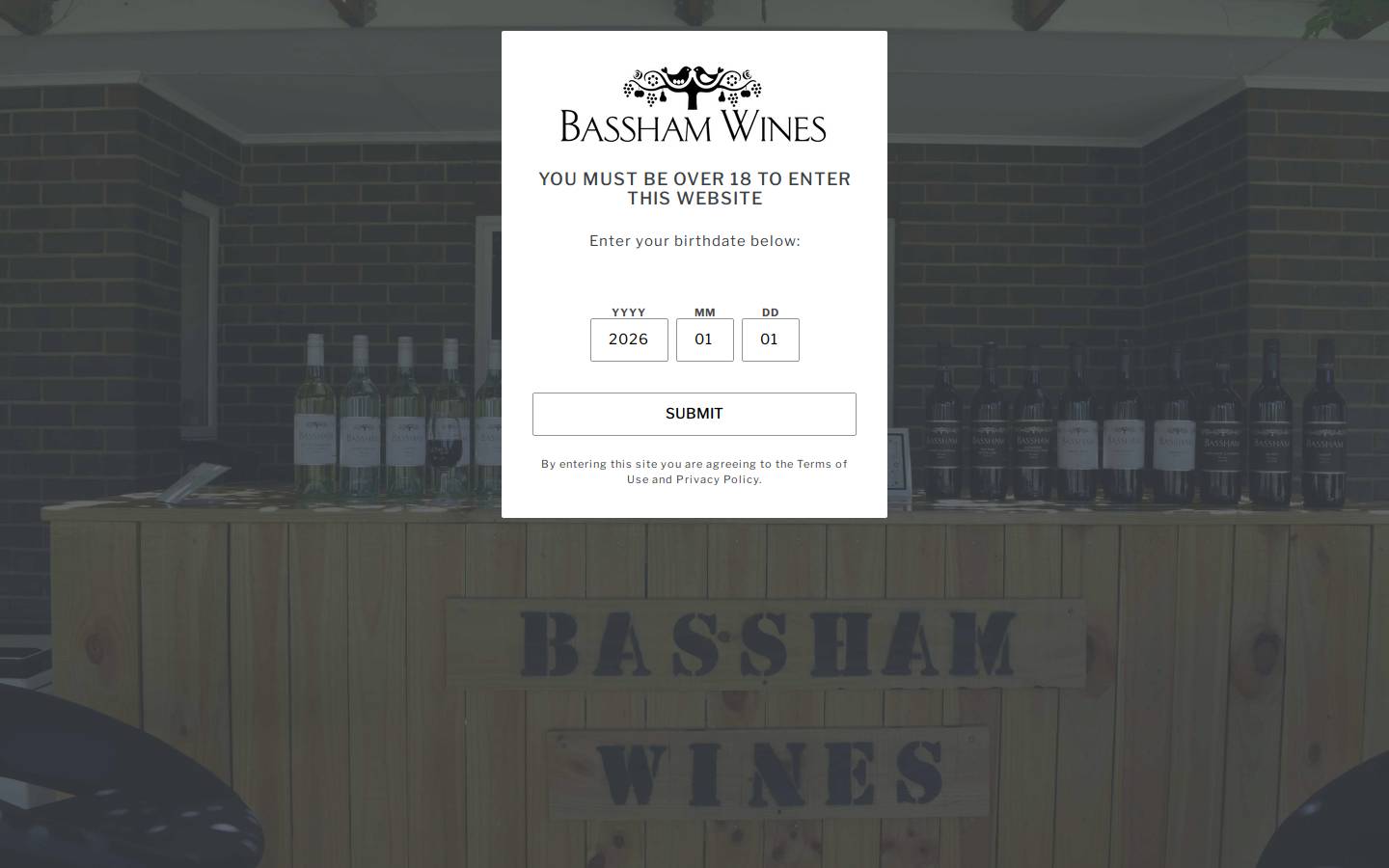 basshamwines.com homepage screenshot